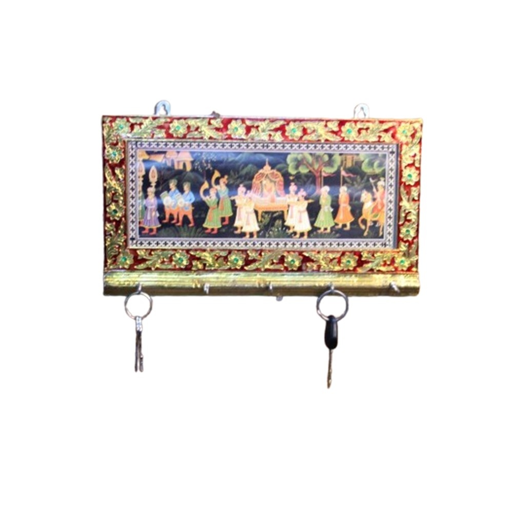 Wall Mounted Painting Wooden 5 Key Chain Hanger